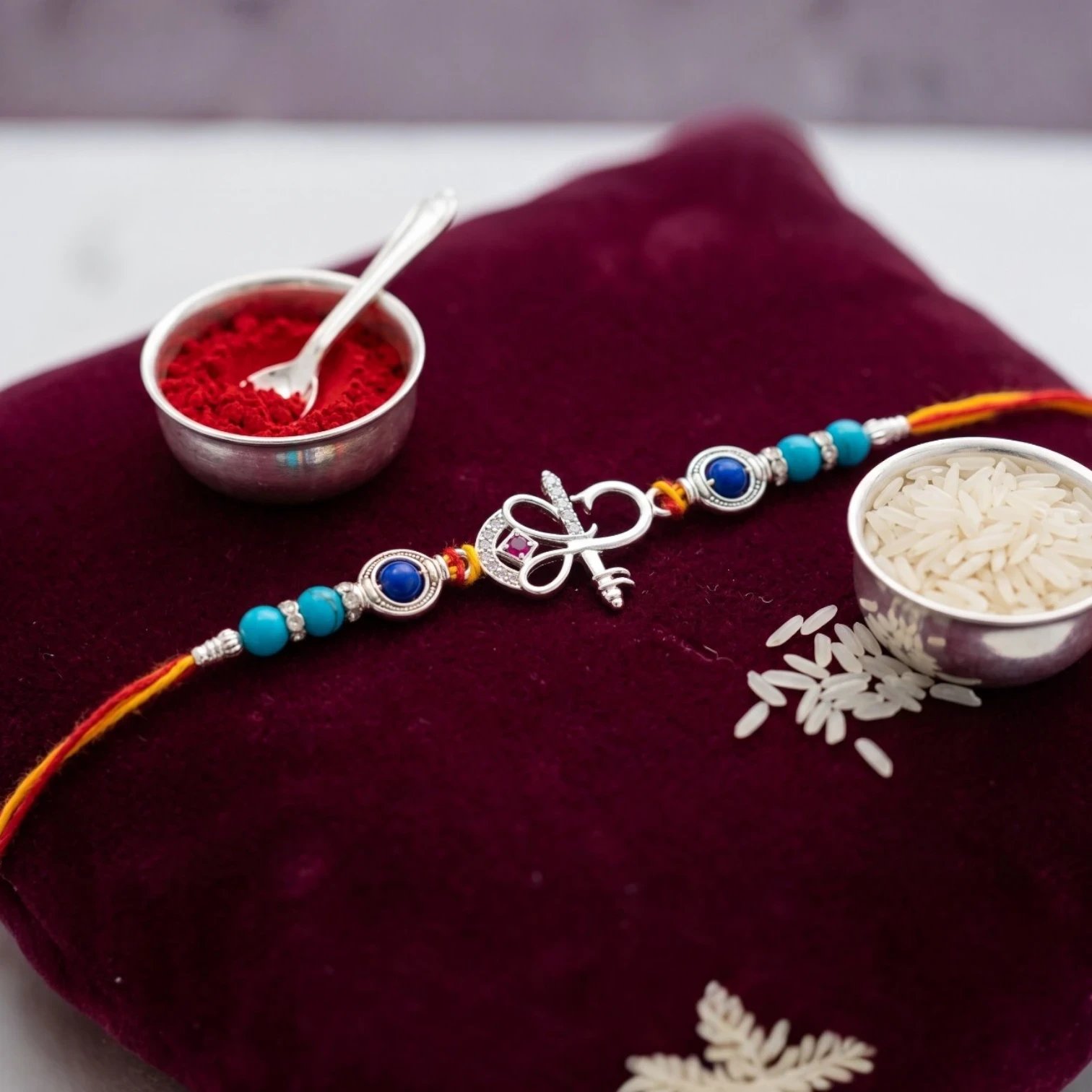 925 solid silver Ganesha Rakhi Sterling silver Rakhi with Ganesh | 925 solid silver rakhi