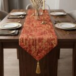 Luxurious Table runner | Padded with Red and Gold hues