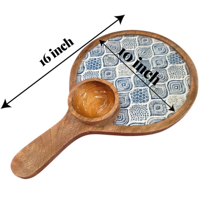 Dimensions of the mango wood charcuterie board with wooden bowl
