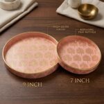 Decorative wooden coffee table tray set with gold inlay design