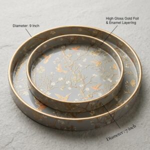 High gloss wooden decorative tray set of 2