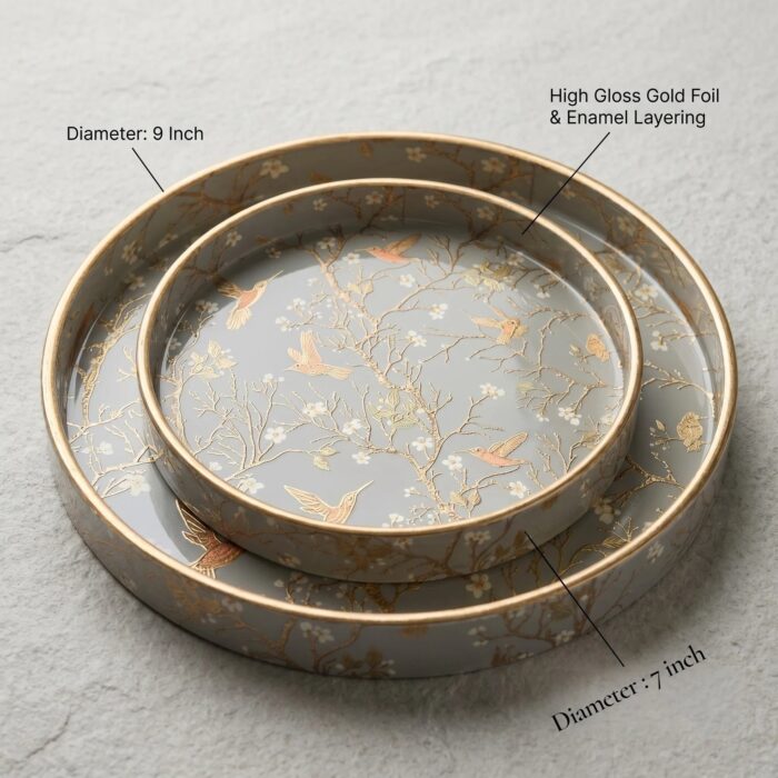 High gloss wooden decorative tray set of 2