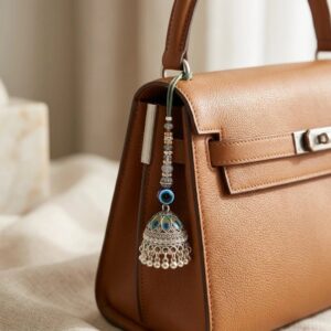 Evil eye Bag Charm - Silver Oxidized
