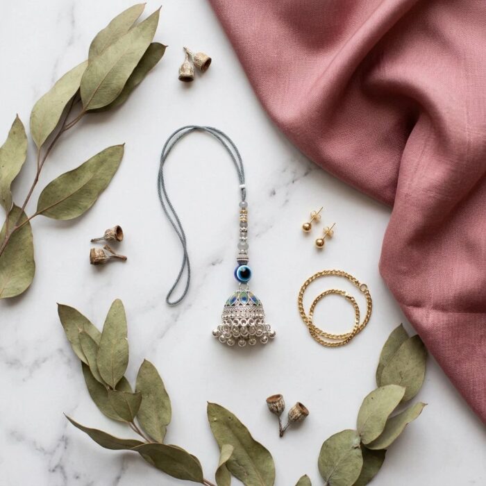 Evil eye Bag Charm - Silver Oxidized