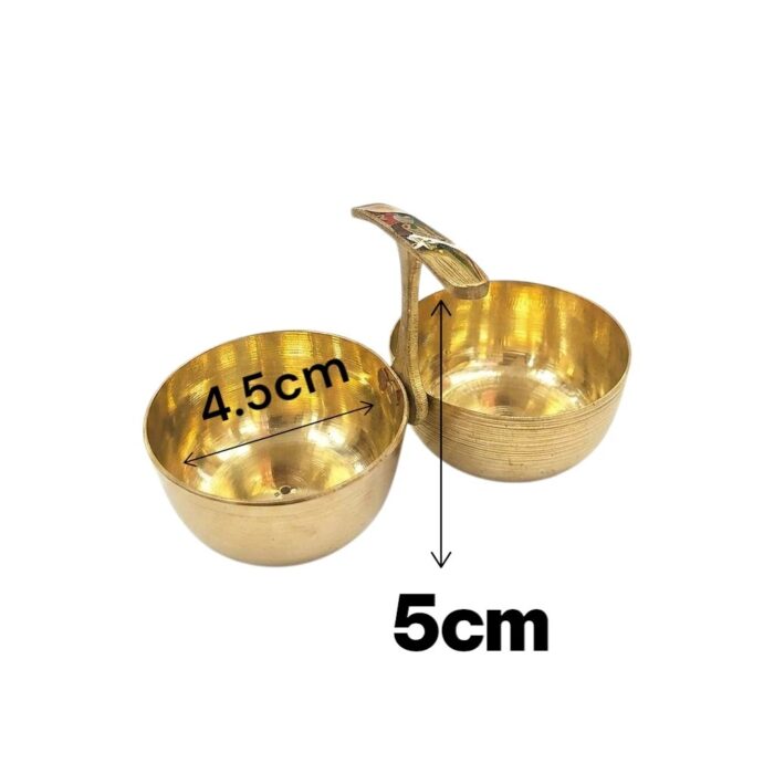 Brass Dual-Bowl Haldi Kumkum Holder - Image 5