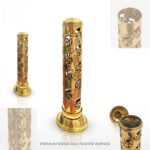 Brass Tower Incense Holder - Golden - Swastik - Image 2