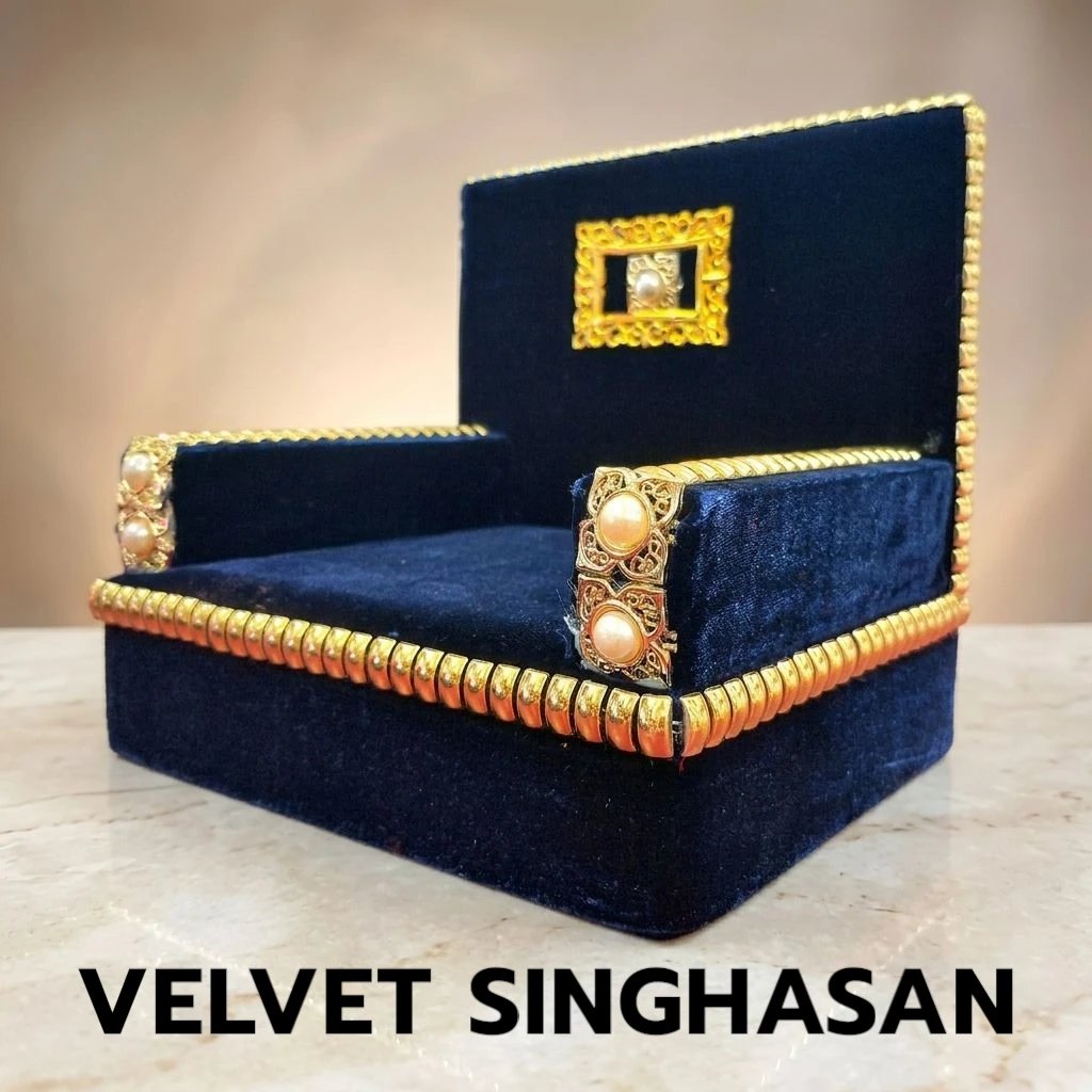 1784215761487.webp Velvet Sofa Singhasan - Blue - Large with Box | Laddu Gopal Singhasan - Image 1
