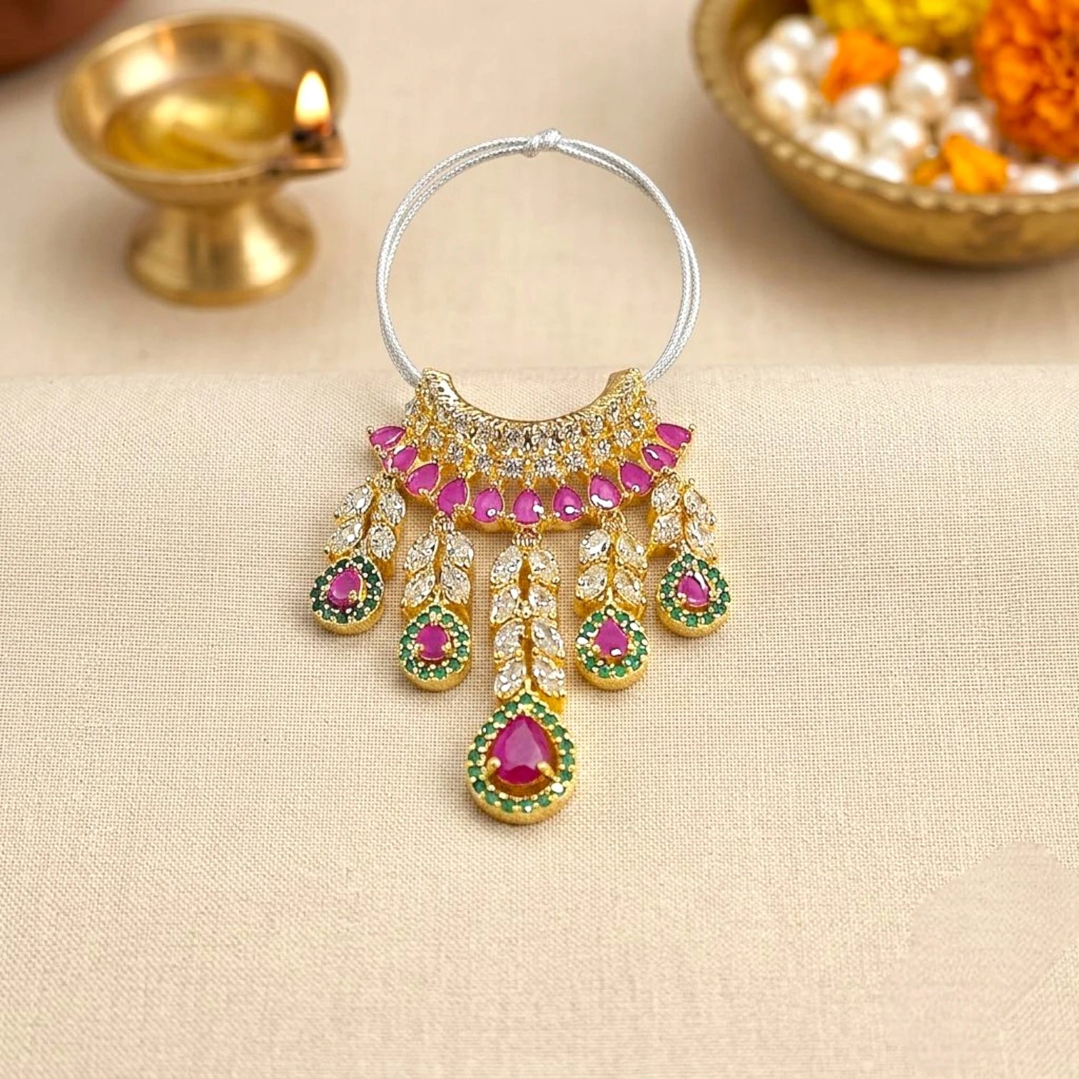 1784832642468.webp Exquisite Ruby & Emerald-Tone Kundan Necklace for Laddu Gopal - Image 1