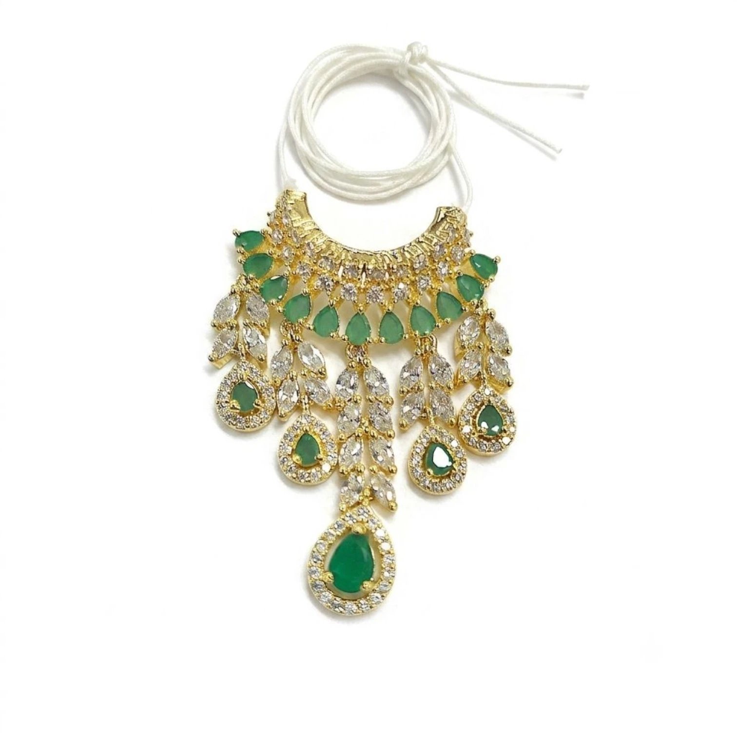 1784844345706.webp Exquisite Divine Emerald & Cubic Zirconia Deity Necklace (Haar) - Image 1