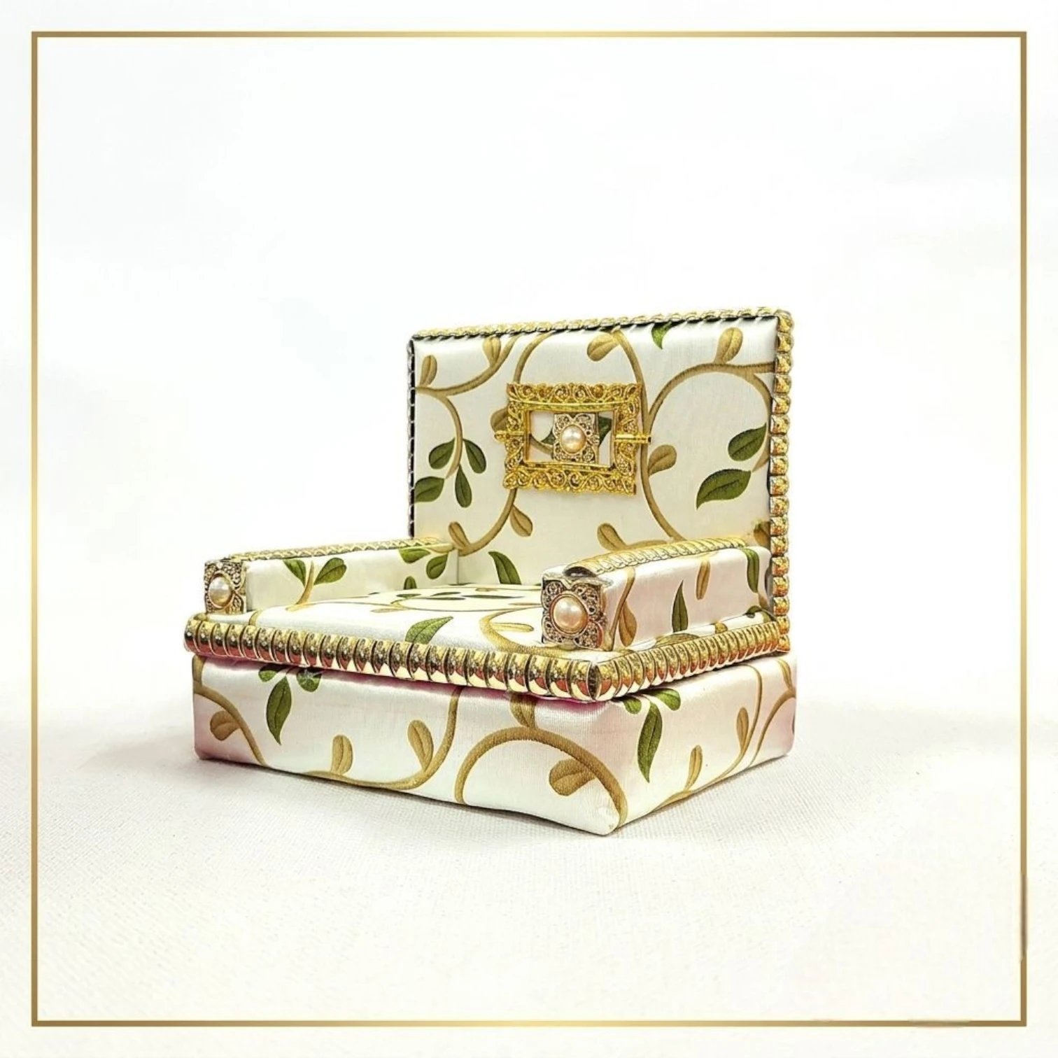 1785250097224.webp Royal Floral Upholstered Deity Singhasan - Image 1