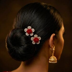 Hair Bun pin with Ad stone