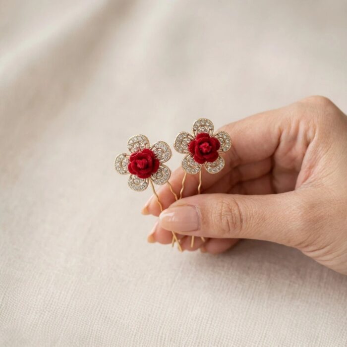 Pair of Hair Bun pin with Ad stone | STylish Juda Pins