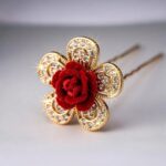 Close up of Stylish Hair Bun pin with Ad stone | Party wear Hair Accessories
