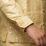 Kids Kurta Pajama Set with embroidered jacket for boys - Yellow - 8 years - Image 3