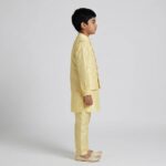 Kids Kurta Pajama Set with embroidered jacket for boys - Yellow - 8 years - Image 5