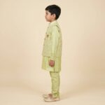 Pista Green Jacquard Sequin Jacket with matching Kurta set