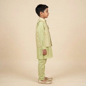 Pista Green Sequin Jacket with matching Kurta set