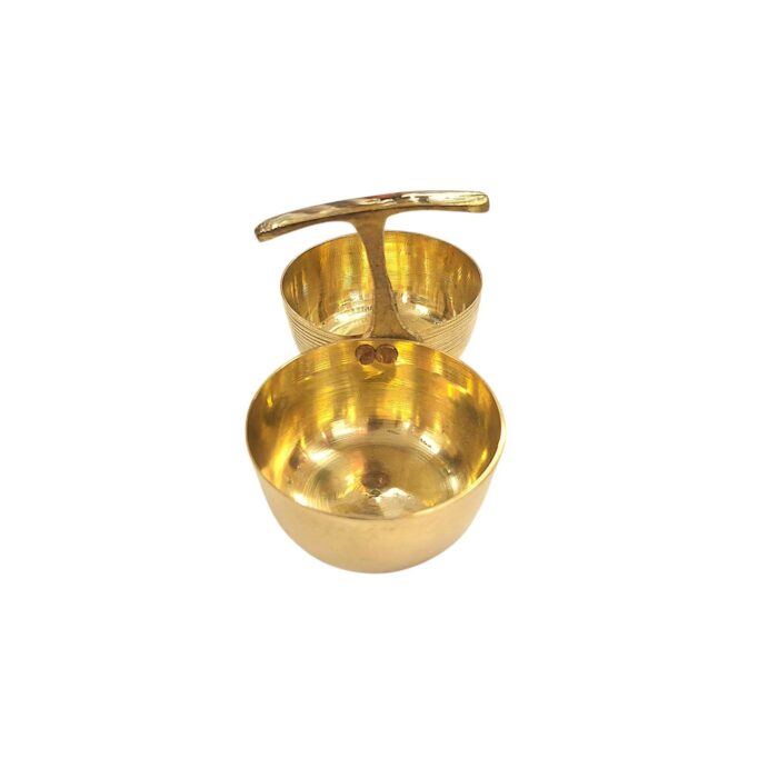 Brass Dual-Bowl Haldi Kumkum Holder - Image 3