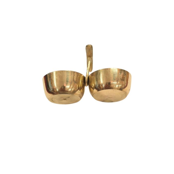 Brass Dual-Bowl Haldi Kumkum Holder - Image 4