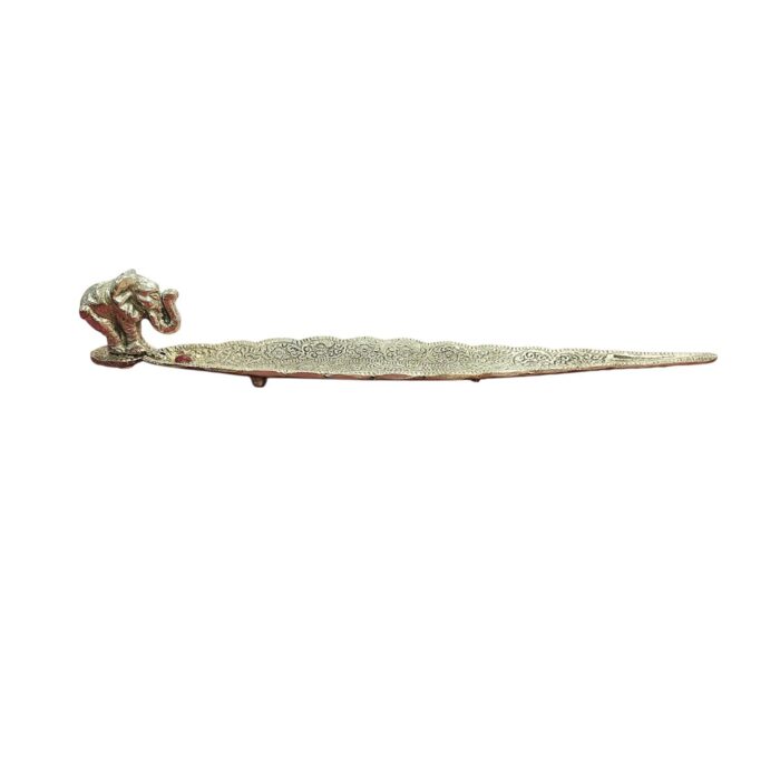Leaf Incense Holder | Elephant | Silver | 12 inch - Image 2