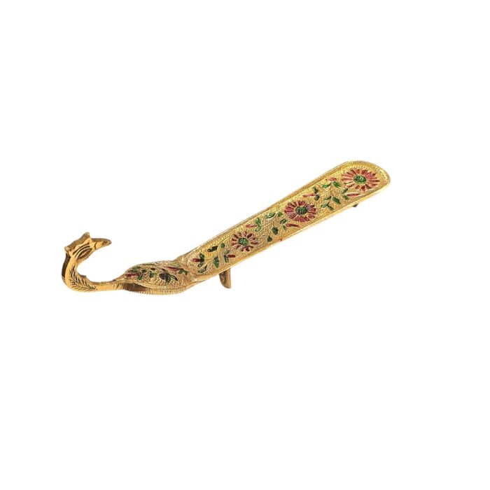 Ornate Brass Peacock Incense Holder & Ash Catcher - Image 2