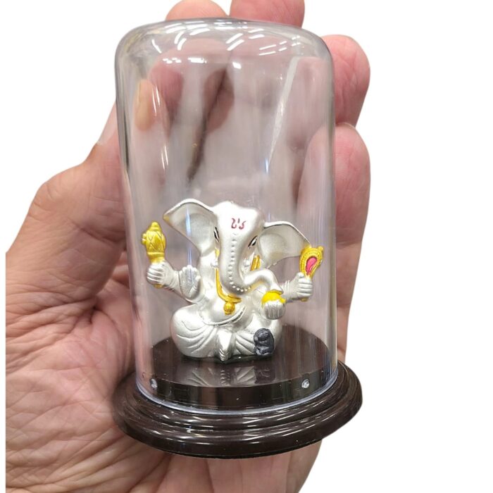 999 Pure silver Ganesha Idol - Taklu | Ganpati Car Dashboard Statue - Image 6