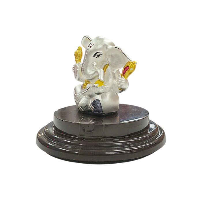 999 Pure silver Ganesha Idol - Taklu | Ganpati Car Dashboard Statue - Image 3