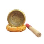 5 inches - Premium Etched Tibetan Singing Bowl Set - Grey - Image 2