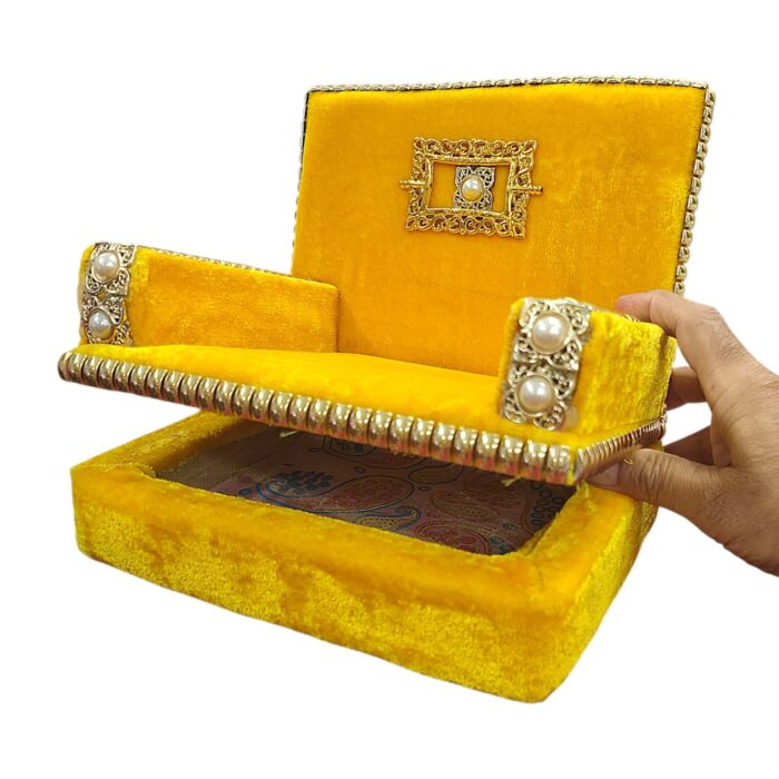 Sofa Singhasan - Yellow - Large with Box | Laddu Gopal Singhasan - Image 7