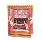 Royal Bed Set with Net curtains for Laddu Gopal / Kanha Ji - Large - pink - Image 3