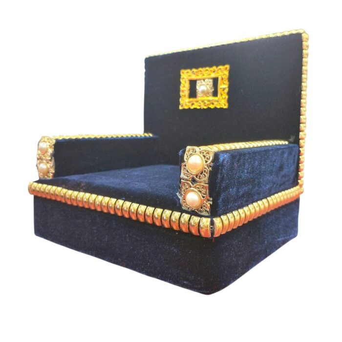 Velvet Sofa Singhasan - Blue - Large with Box | Laddu Gopal Singhasan - Image 6