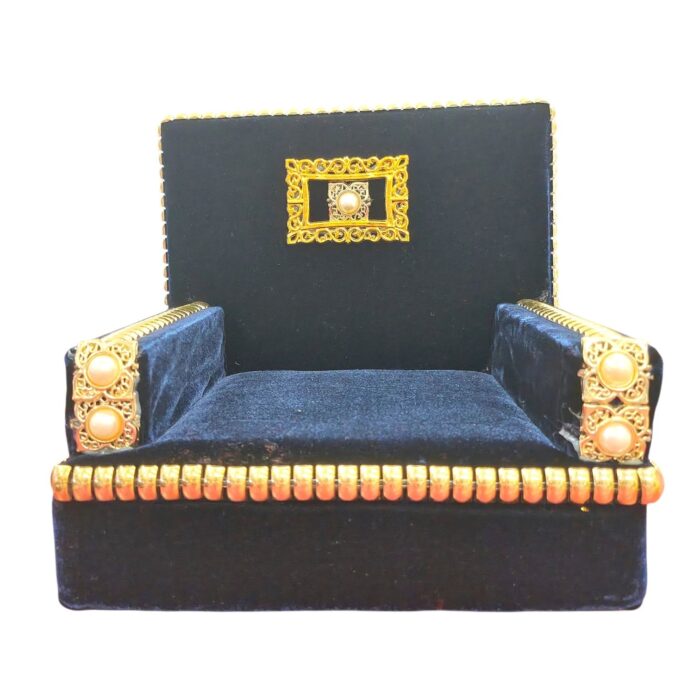 Velvet Sofa Singhasan - Blue - Large with Box | Laddu Gopal Singhasan - Image 5