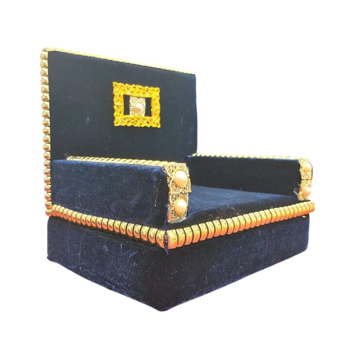 Velvet Sofa Singhasan - Blue - Large with Box | Laddu Gopal Singhasan - Image 4