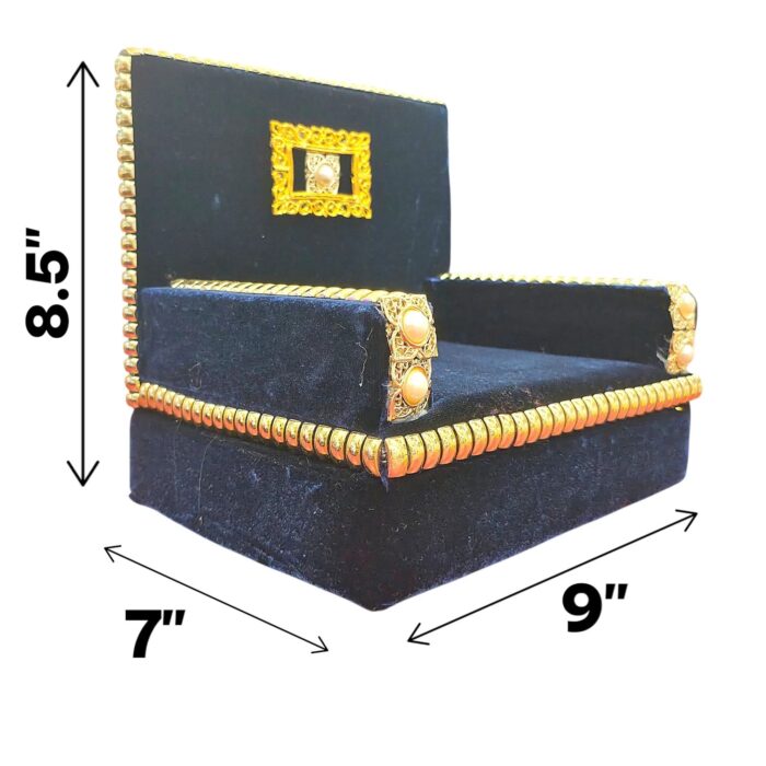 Velvet Sofa Singhasan - Blue - Large with Box | Laddu Gopal Singhasan - Image 8