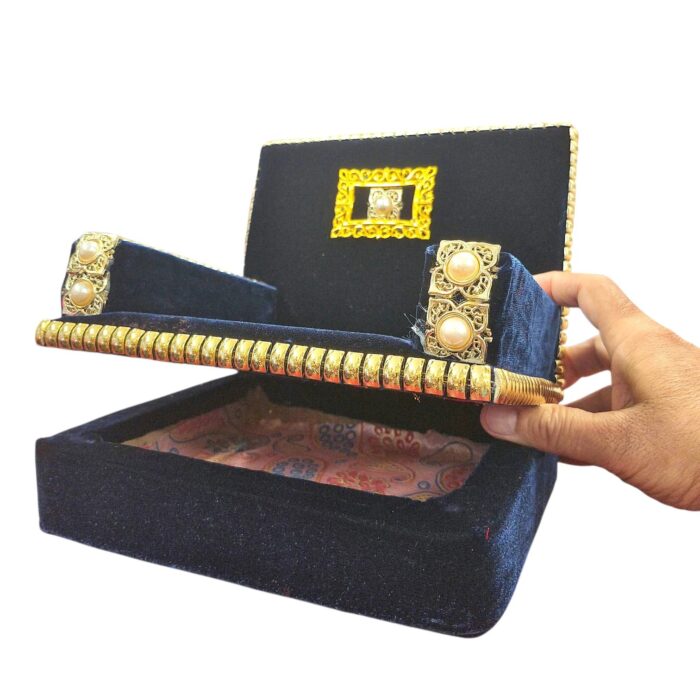 Velvet Sofa Singhasan - Blue - Large with Box | Laddu Gopal Singhasan - Image 3