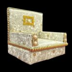 Premium Handcrafted Fabric Singhasan - White-Grey - Large with Box | Laddu Gopal Singhasan - Image 5