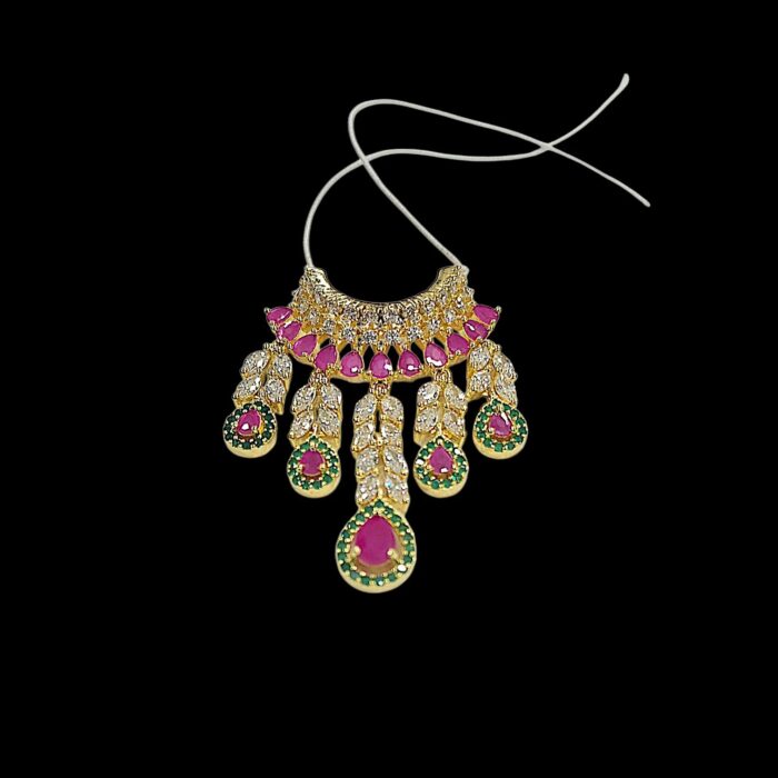Exquisite Ruby & Emerald-Tone Kundan Necklace for Laddu Gopal - Image 5