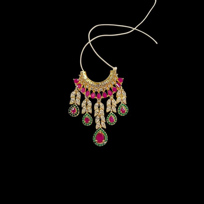 Exquisite Ruby & Emerald-Tone Kundan Necklace for Laddu Gopal - Image 3