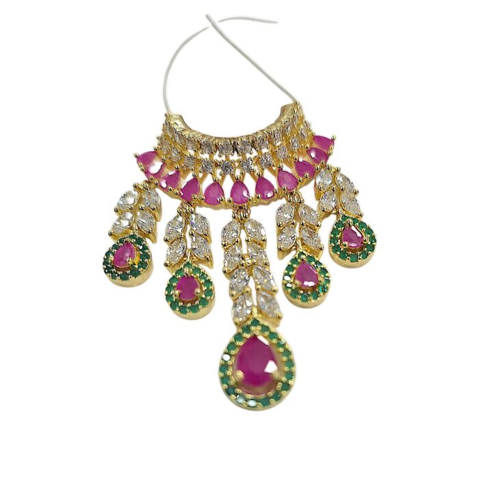Exquisite Ruby & Emerald-Tone Kundan Necklace for Laddu Gopal - Image 4