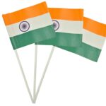 Small Indian National Flag with Stick – 4" x 5" (Pack of 3) - Image 2