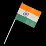 Small Indian National Flag with Stick – 4" x 5" (Pack of 3)
