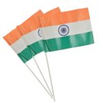 Small Indian National Flag with Stick – 5" x 6" (Pack of 3) - Image 2