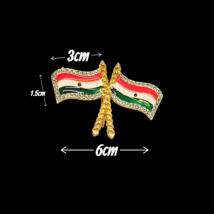 Indian Flag Crystal Brooch Pin - 6 cm - Image 6