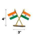 Dual Indian National Flag Car Dashboard Stand - Image 3