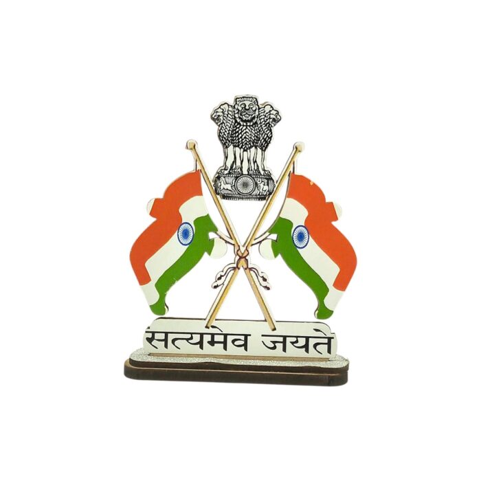 Dual Tricolor Flag Showpiece - 4 Inch - Image 5