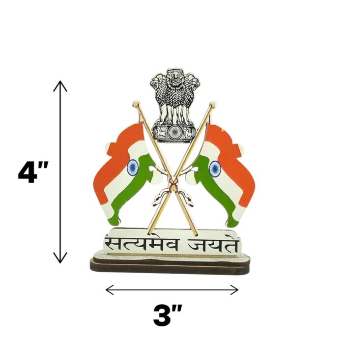 Dual Tricolor Flag Showpiece - 4 Inch - Image 8