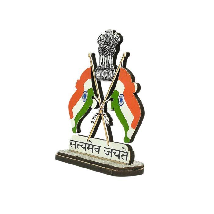 Dual Tricolor Flag Showpiece - 4 Inch - Image 4