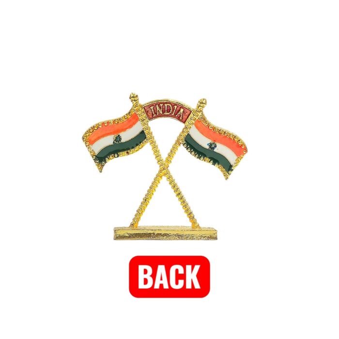 Dual Indian Tricolor Flag Showpiece - 2.5 inch - Image 5