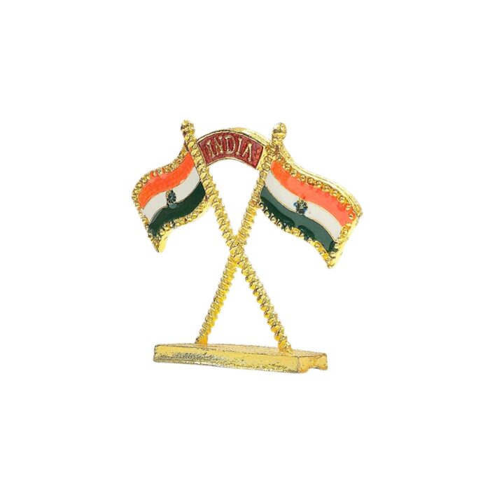 Dual Indian Tricolor Flag Showpiece - 2.5 inch - Image 4