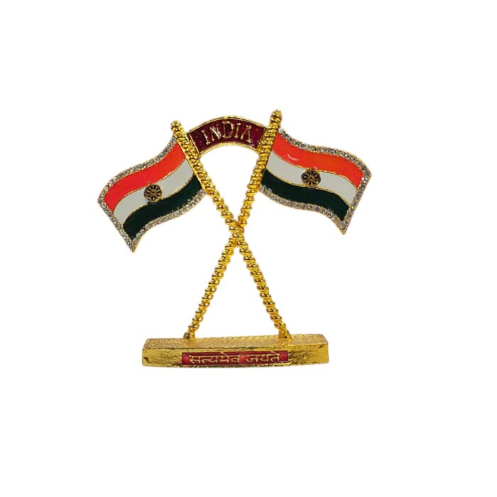 Dual Indian Tricolor Flag Showpiece - 4 inch - Image 5